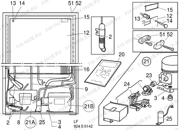 Взрыв-схема холодильника Aeg S1855KFP - Схема узла C10 Cold, users manual